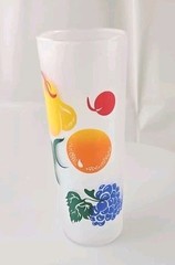 Vintage Libbey Frosted Glass Fruit Orange Lemon Grapes Pear Cherries