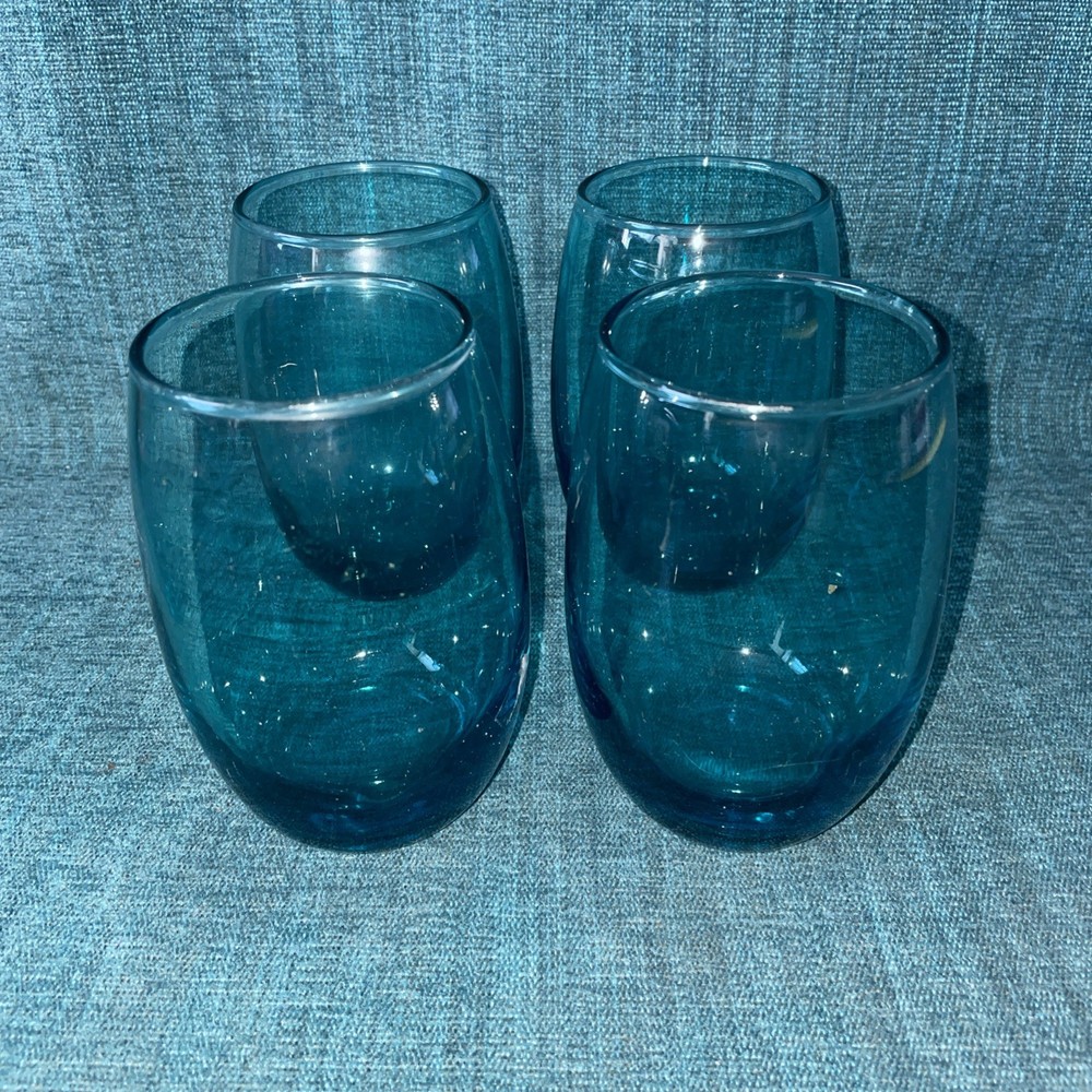 Aqua Blue Glass Tumblers Glasses (5) LIBBEY