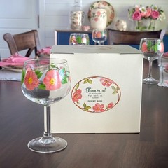 Franciscan Desert Rose 12 oz Wine Goblets 4 Piece Boxed Set New Old Stock VTG