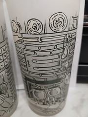 Pair Of Hazel Atlas Colonial Homestead Frosted Drinking Glasses 1960s Fireplace