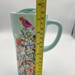 Christmas Travel Mug Ceramic Tree Teal Gasket Lid New 7.5″ Coffee Keeper