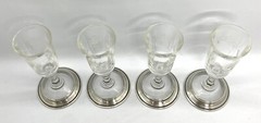 Vintage B-I sterling Silver Etched Crystal Cordial Glasses 4 Vodka shot