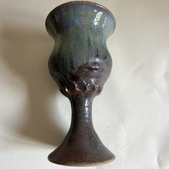 Vintage Brubeck Studio Art Pottery Goblets Chalices Set of 2 Signed Wedding MCM