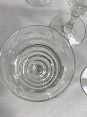 Vintage 8 pc Etched Block Cut Stemware Port Sherry Glasses 6-11/16” Tall