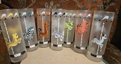 Vtg 7 Libby Carousel Frosted Merry Go Round Tom Collins Glasses Iced Tea MCM