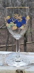Set of 4 Royal Worcester Evesham Gold Water Wine Glass Goblets Fruit ~ALL PLUMS~