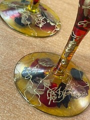 Handblown Gold Euroglass Romania, Wine Glasses/Goblets (set of 4)