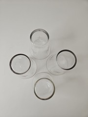 Fostoria Etched Atomic Sunburst Pattern. 4 Juice Glasses