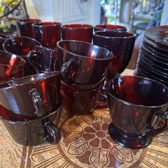 74 Vintage Duncan Miller Ruby Red/Anchor Hocking Royal Ruby Drinkware 65 Pieces