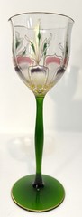 Antique Theresienthal Art Nouveau Art Glass Wine Glass 8 3/8” Tall Barware EUC!