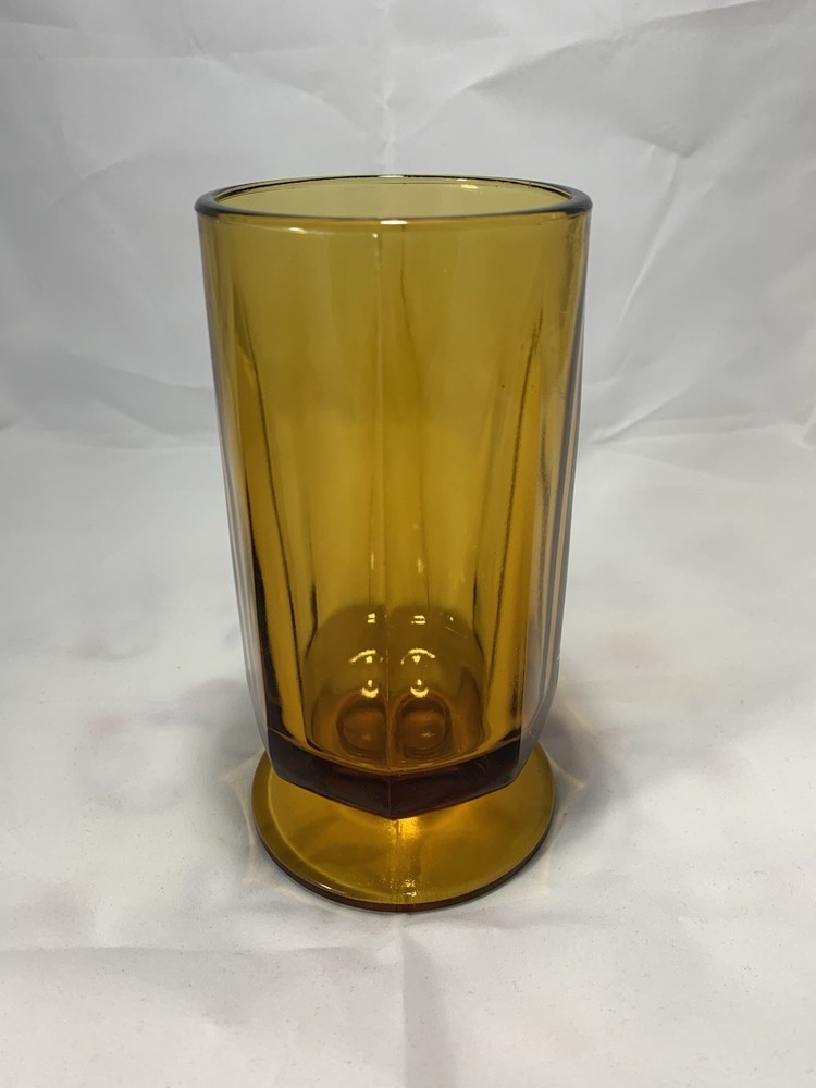 1 Colony Glass Nouveau MCM Footed Ice Tea Water Goblet 6.25” VTG 12 oz. Amber