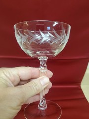Vintage MCM Fosteria Holly Clear Etched Crystal Champagne/Tall Glasses -11