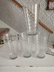 4 Vintage Libbey Drinking Water Glasses Tumblers Textured Dimples Clear 16 Oz