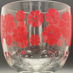 Bartlett Collins Red Daisies Flower Power Goblet/Schooner Made in USA 14oz 6”t