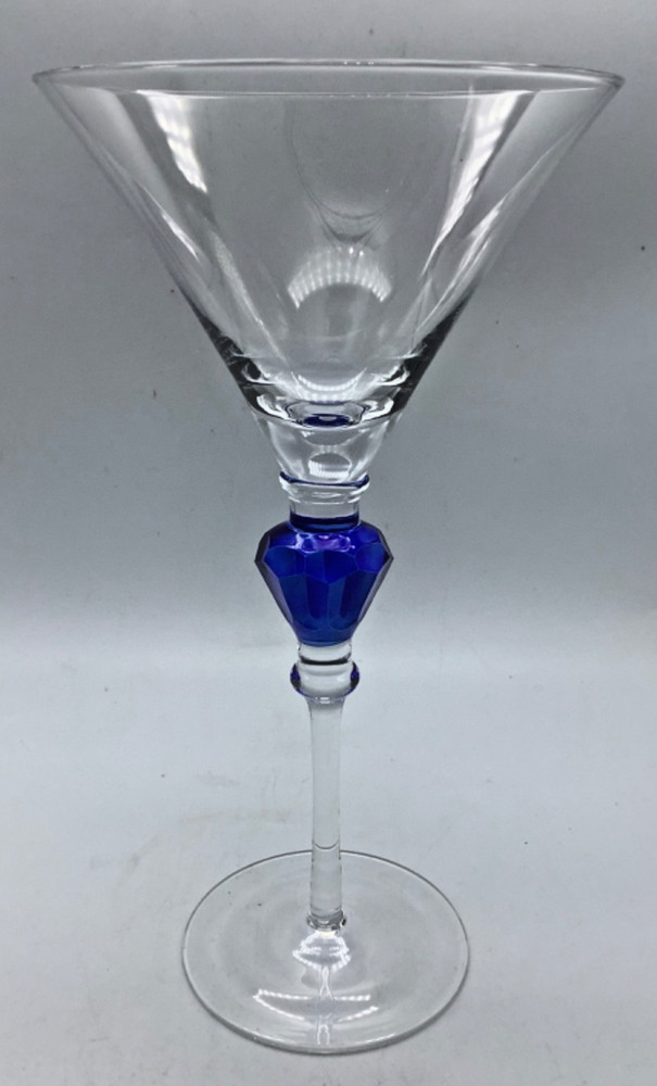 GEMSTONES by Gorham Crystal Martini Glass, Blue, 9.5” Excellent