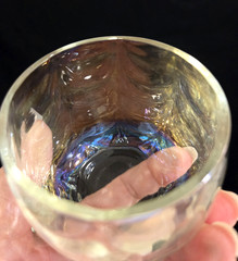 3 Fostoria Shell Pearl Iridescent Roly Poly Glasses 2 1/2″ T x 2 1/2″ W Barware