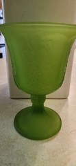 Vintage Indiana Glass Co. Lime Green Frosted Glass Goblet, Colony Harvest Grape
