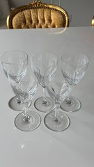 5 BACCARAT 7” Genova Crystal France Genova Cut Wine Glasses 6 1/2” Set of 2