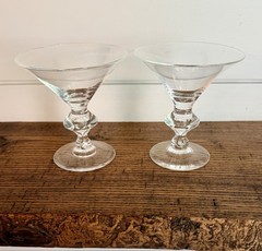 Steuben-Two Mid-Century Modern #7737 Champagne Coupes by Sydney Waugh C. 1937