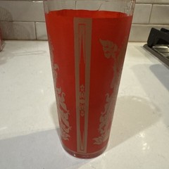 Vintage 1960s MCM Culver MANDALAY Red Siam Thai Goddess Glass Tumbler Ribbed