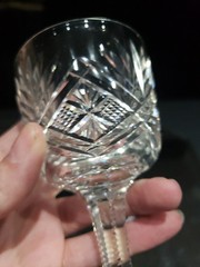 Wine glass Antique American Brilliant Period Cut Glass Crystal early geometric