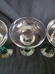 Set Of 4 VTG Cristal D’arques Durand Siesta Clear/Green Margarita Glasses 10oz.