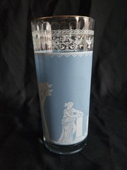 Hellenic Blue 16 oz Flat Tumbler by Jeannette • 6½» Tall Vintage