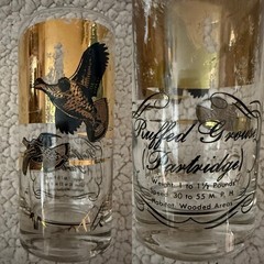 Les Kouba WILD FOWL GOLD GLASS HIGH BALL/TUMBLERS set of 8