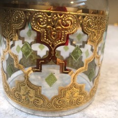 1 ~Vintage Culver Valencia 22K Gold Glass Cocktail Pc Signed MCM Barware
