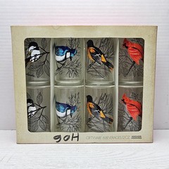 Vintage Anchor Hocking Songbird Drinkware Set Of 8 Drinking Glasses 12oz Birds