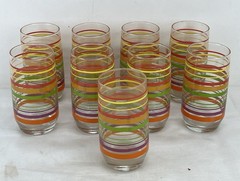 Vintage Mid Century Modern Set Of 8 Plus 1, 12 Oz. Libbey Fiesta Mambo Tumblers