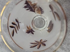 Set of 4 Libbey «Golden Foliage» Frosted Glass Tumblers 5-1/4″ Tall MCM USA