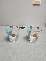 2 Par Fore 19th Hole Aqua and Gold Colored Barware Glasses