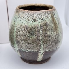 Studio Art Pottery Glasses Signed Cholin 2010 Ceramic Drip Glaze Bar Set Of 4