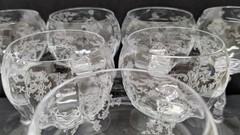 7 Fostoria NAVARRE Crystal Magnum Wine Glasses Etched Balloon Goblets Clear MINT