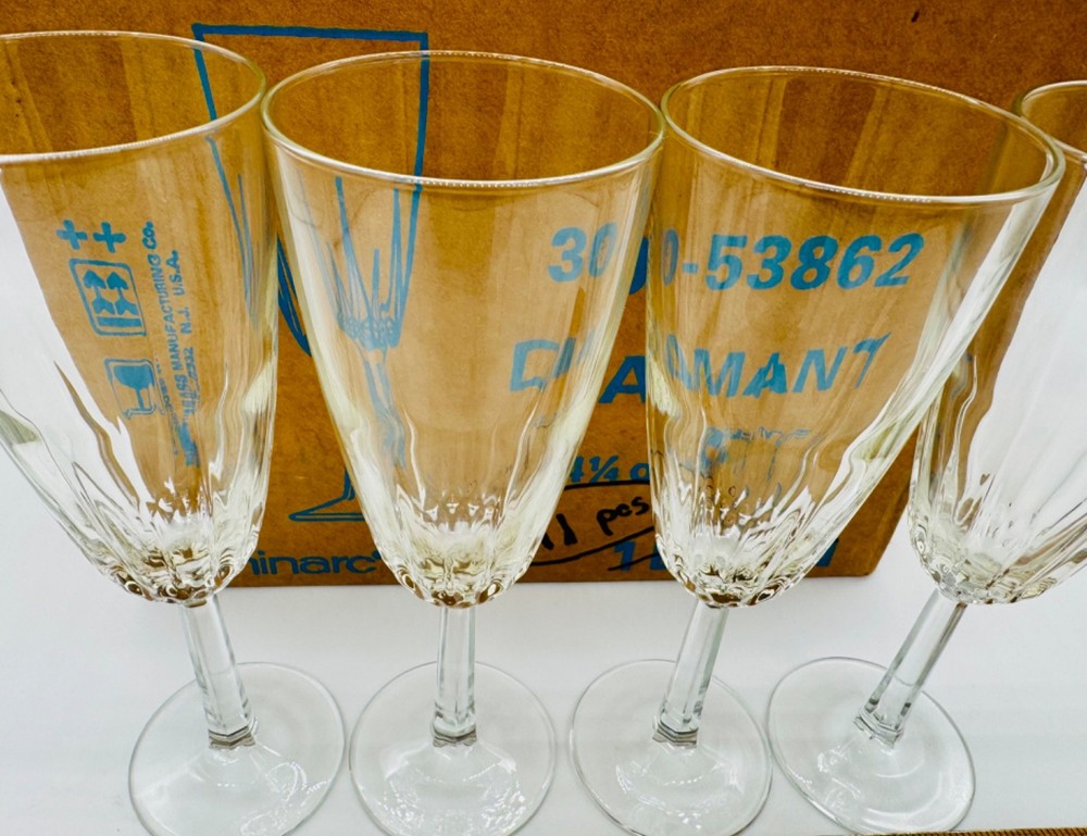 Luminarc Diamant 4 1/4 oz Flutes Case of 11 Original Packaging Durand Mfg Glass