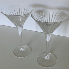 Vintage Martini Glasses Crystal Set Of 2 Starburst Lines Cosmopolitans Cosmo EUC