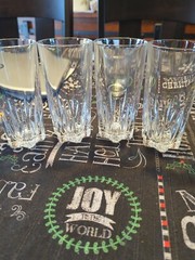 (4)Beautiful Vintage Clear Glass 16 oz Tumblers/Drinking Glasses Weighted Base