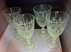 Antique Doyle & Co. 4 Wine Glasses Goblets No. 15 (OMN) Pattern Duke 1880s EPAG