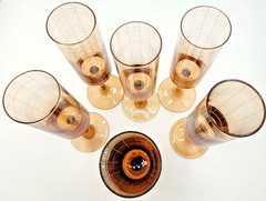 Vtg RARE Mikasa Studio Nova Park Avenue Grid 6 Champagne Flutes Retired LIKE NEW