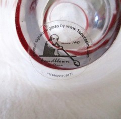 Handblown Red Swirl Glass Beer/Water Glasses/Tumblers, Set of 4, Vintage