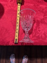 Crystal Water goblets 7.5 Inches Tall. Beautiful Etching. Heavy Glass. Set Of 2