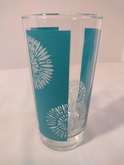 MCM Starburst Tumbler Glasses Teal And White Lot of 5