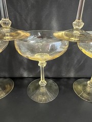 HEISEY 1930s OLD DOMINION SET OF 6 SAHARA YELLOW CHAMPAGNE TALL SERBET GLASSES