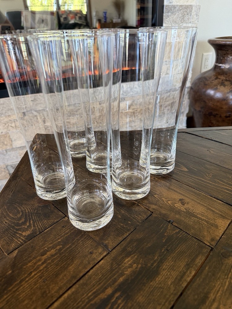 Vintage Heavy Bottomed Crystal Beer Pilsner Tapered Tall Glasses 23oz Set of 6