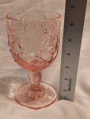 Vintage L.G. Wright Glass Madonna Inn Pink Wild Rose Water Goblet 6.5″