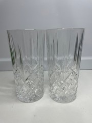 set of 2 Waterford Marquis Markham Highball Glasses Crystal Clear Cut Tumbler