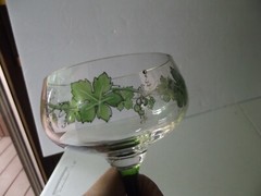 Antique Wine Roemer Hock Glass Theresienthal Transparentem Laub Moser 1711 grape