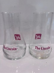 Vintage 7-up “the Uncola” glasses set of 2 retro soda advertising 1970s Barware