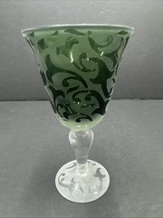 Michael Weems Elise Geen Water Goblet Bulbous Stem 8 1/4”- Signed